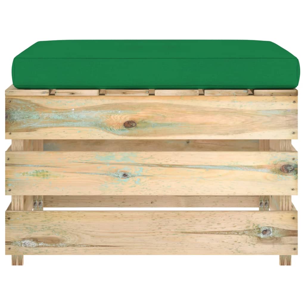 Ottomana Modulare con Cuscino in Legno Impregnato Verde cod mxl 73319