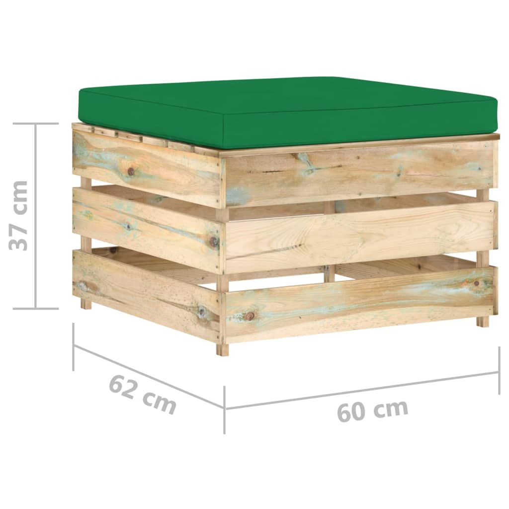 Ottomana Modulare con Cuscino in Legno Impregnato Verde cod mxl 73319