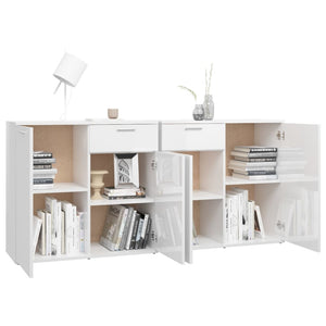 Credenza Bianco Lucido 160x36x75 cm in Truciolato