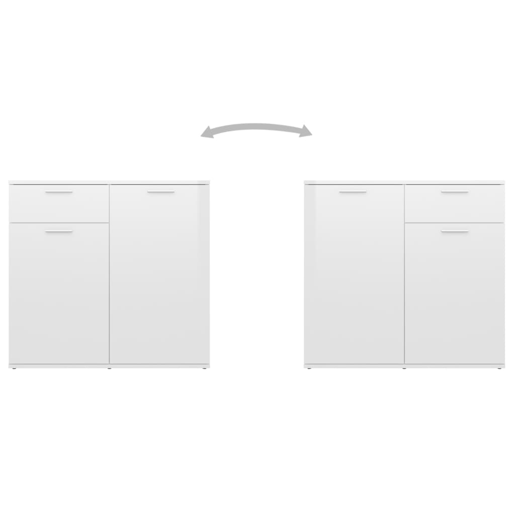 Credenza Bianco Lucido 160x36x75 cm in Truciolato