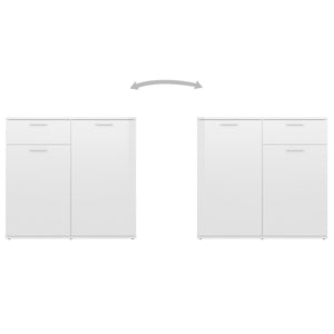 Credenza Bianco Lucido 160x36x75 cm in Truciolato