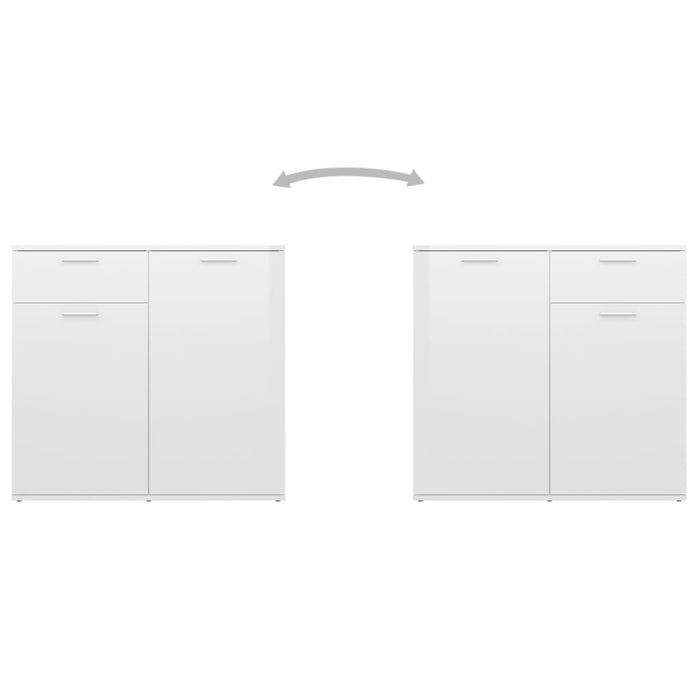 Credenza Bianco Lucido 160x36x75 cm in Truciolato