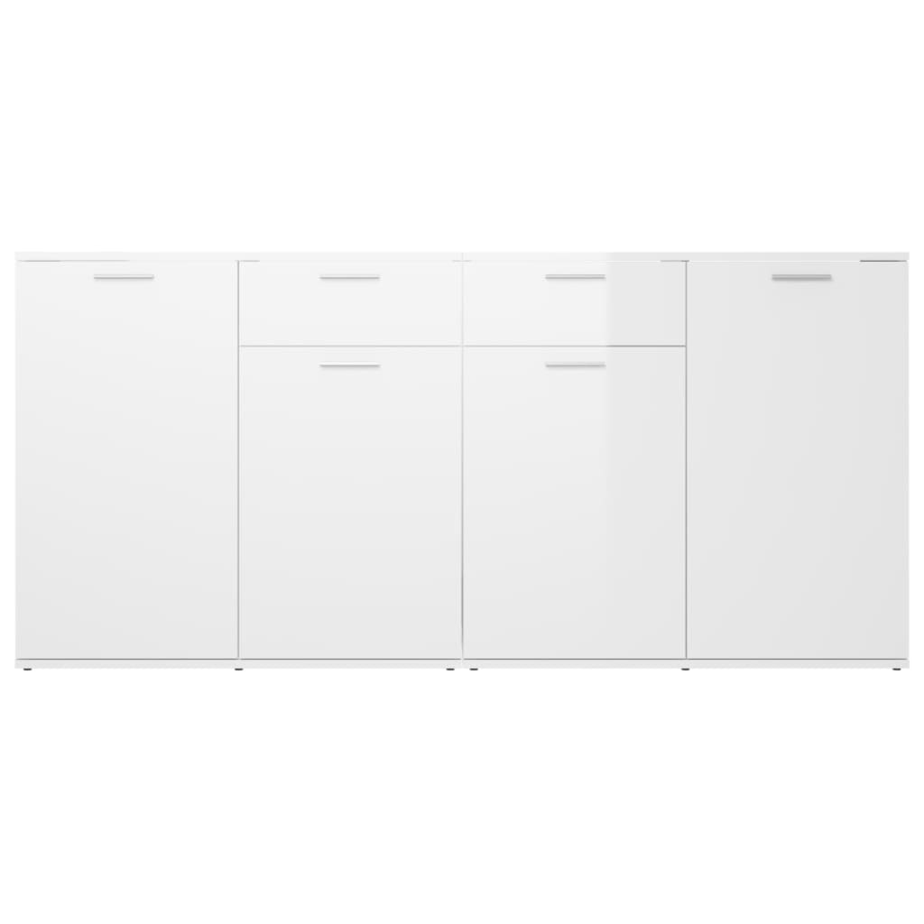 Credenza Bianco Lucido 160x36x75 cm in Truciolato