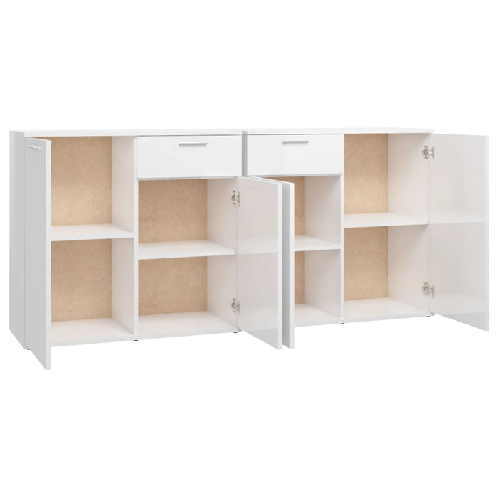 Credenza Bianco Lucido 160x36x75 cm in Truciolato