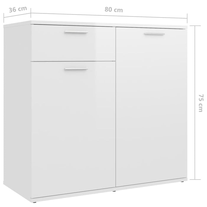 Credenza Bianco Lucido 160x36x75 cm in Truciolato