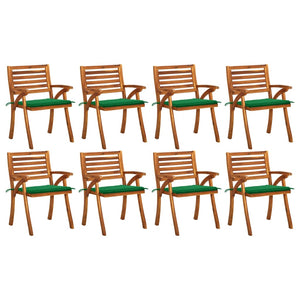 Sedie da Giardino con Cuscini 8 pz in Legno Massello di Acacia cod mxl 7515