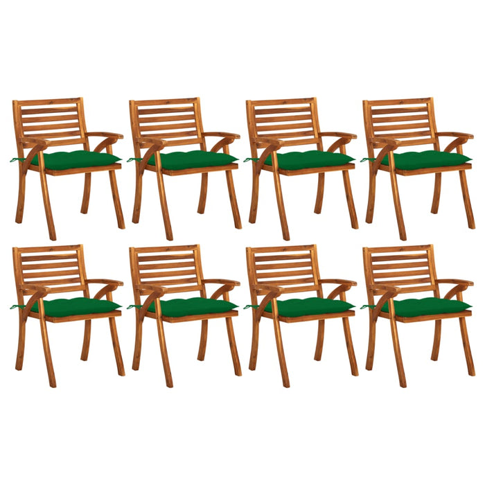 Sedie da Giardino con Cuscini 8 pz in Legno Massello di Acacia cod mxl 7524