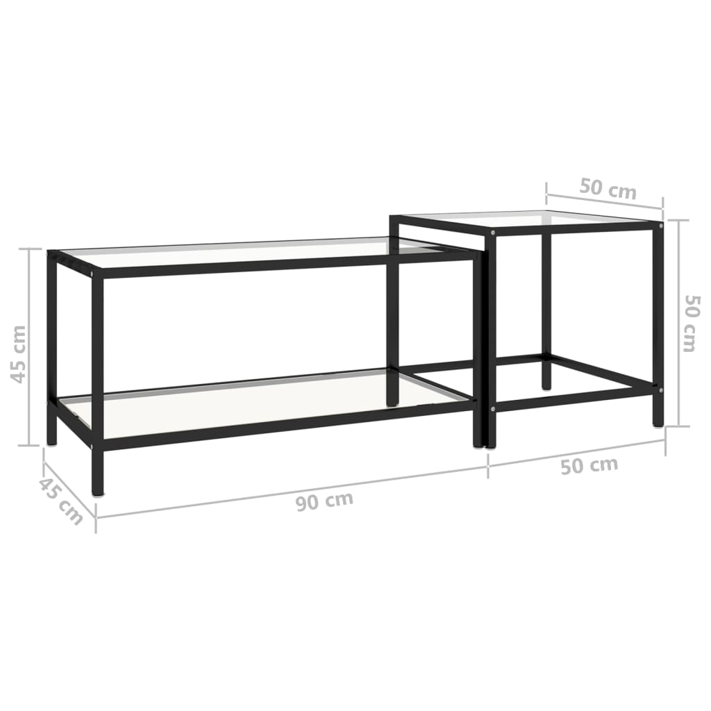 Tavolini 2 pz Trasparenti in Vetro Temperato cod mxl 17966