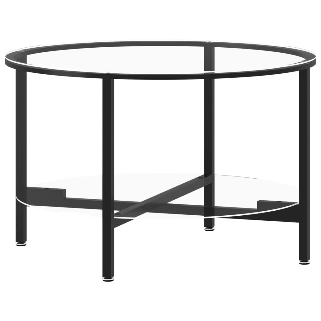 Tavolino da Salotto Nero e Trasparente 70 cm in Vetro Temperato 331617