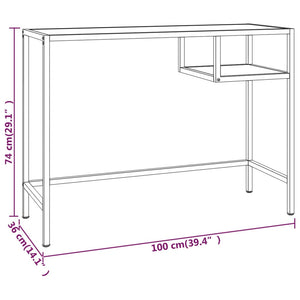 Scrivania per Computer Marmo Bianco 100x36x74cm Vetro Temperato 331624