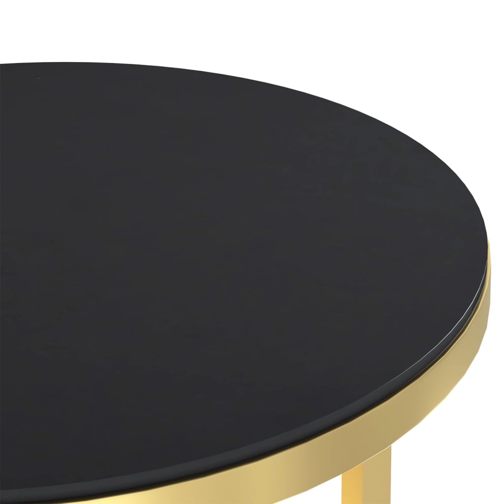 Tavolino Oro e Nero 45 cm in Vetro Temperato 331662