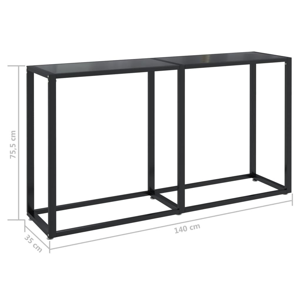 Tavolo Consolle Nero 140x35x75,5 cm in Vetro Temperato cod mxl 74808