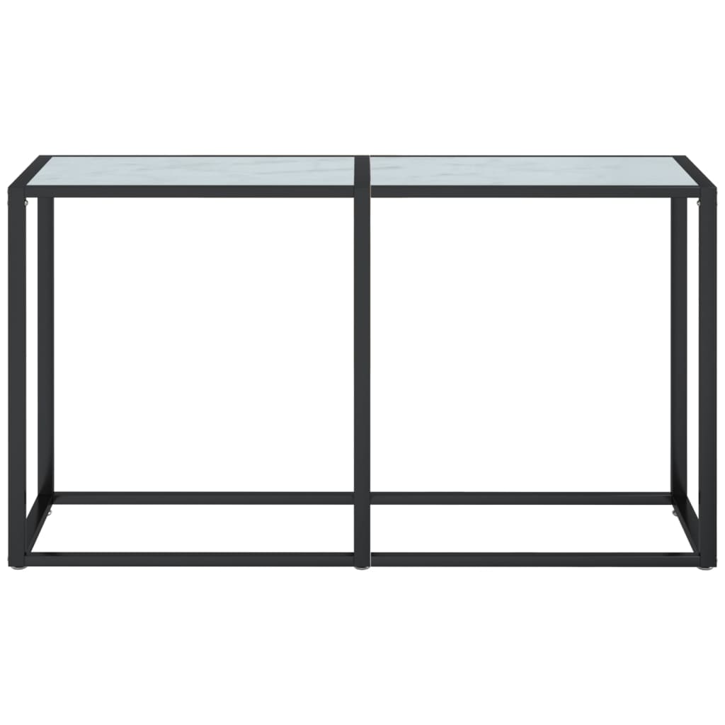 Tavolo Consolle Bianco Marmo 140x35x75,5 cm in Vetro Temperato 331676