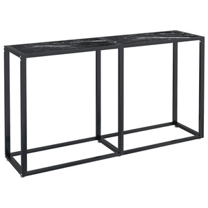 Tavolo Consolle Nero Marmo 140x35x75,5 cm in Vetro Temperato 331677