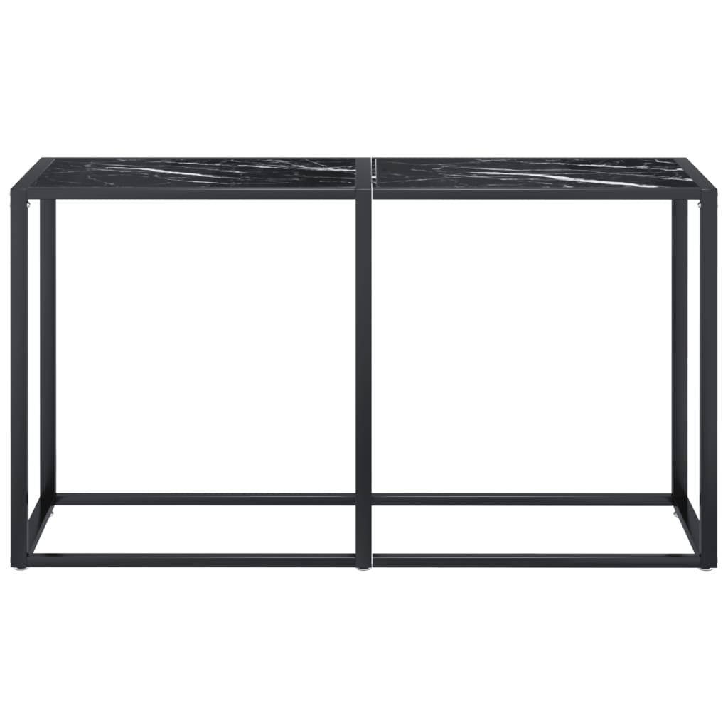 Tavolo Consolle Nero Marmo 140x35x75,5 cm in Vetro Temperato 331677