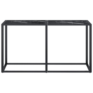 Tavolo Consolle Nero Marmo 140x35x75,5 cm in Vetro Temperato 331677