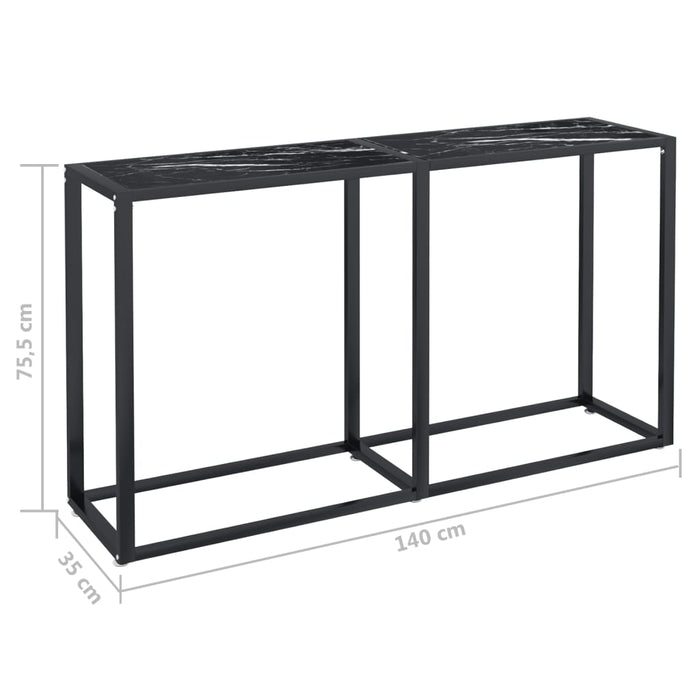 Tavolo Consolle Nero Marmo 140x35x75,5 cm in Vetro Temperato cod mxl 58720