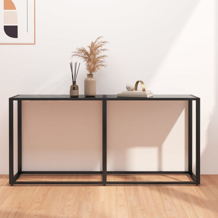 Tavolo Consolle Nero 160x35x75,5 cm in Vetro Temperato 331679