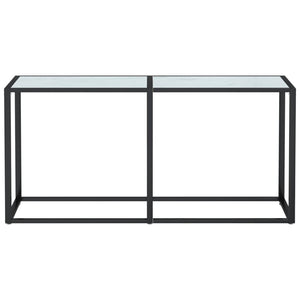 Tavolo Consolle Bianco Marmo 160x35x75,5 cm in Vetro Temperato 331680