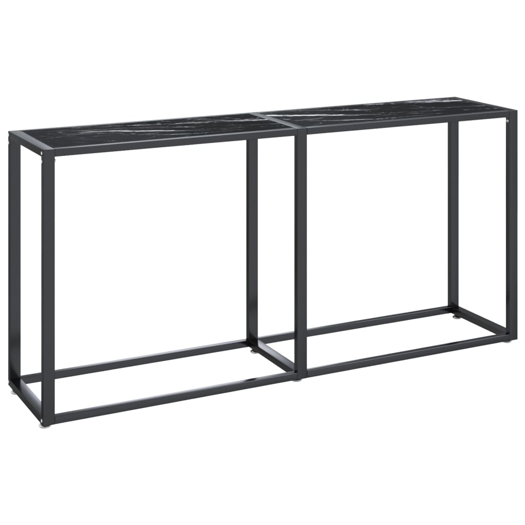 Tavolo Consolle Nero Marmo 160x35x75,5 cm in Vetro Temperato 331681