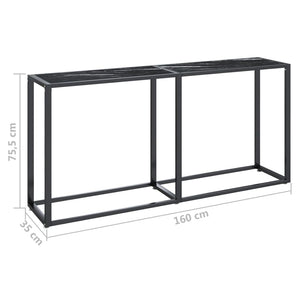 Tavolo Consolle Nero Marmo 160x35x75,5 cm in Vetro Temperato cod mxl 58974