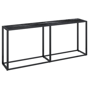 Tavolo Consolle Marmo Nero 180x35x75,5 cm in Vetro Temperato 331685