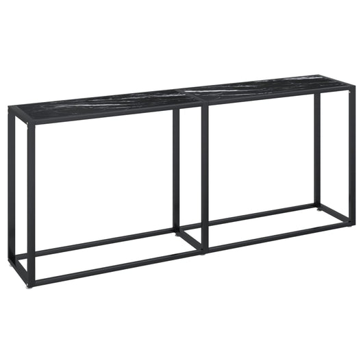 Tavolo Consolle Marmo Nero 180x35x75,5 cm in Vetro Temperato cod mxl 55208