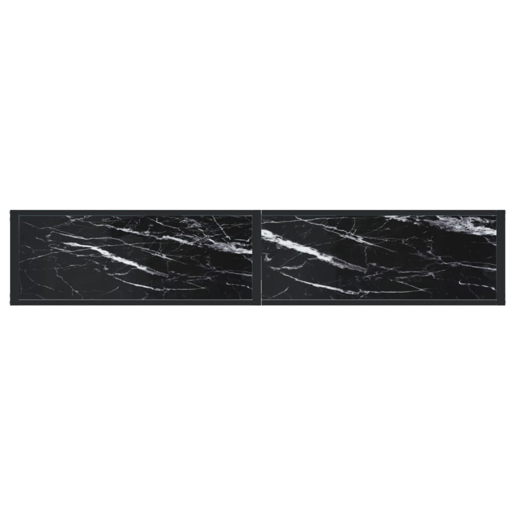 Tavolo Consolle Marmo Nero 180x35x75,5 cm in Vetro Temperato 331685