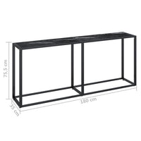 Tavolo Consolle Marmo Nero 180x35x75,5 cm in Vetro Temperato 331685