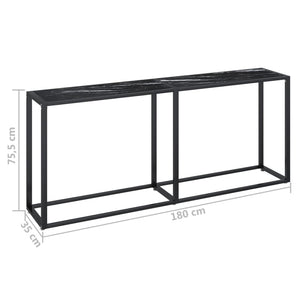 Tavolo Consolle Marmo Nero 180x35x75,5 cm in Vetro Temperato cod mxl 55208