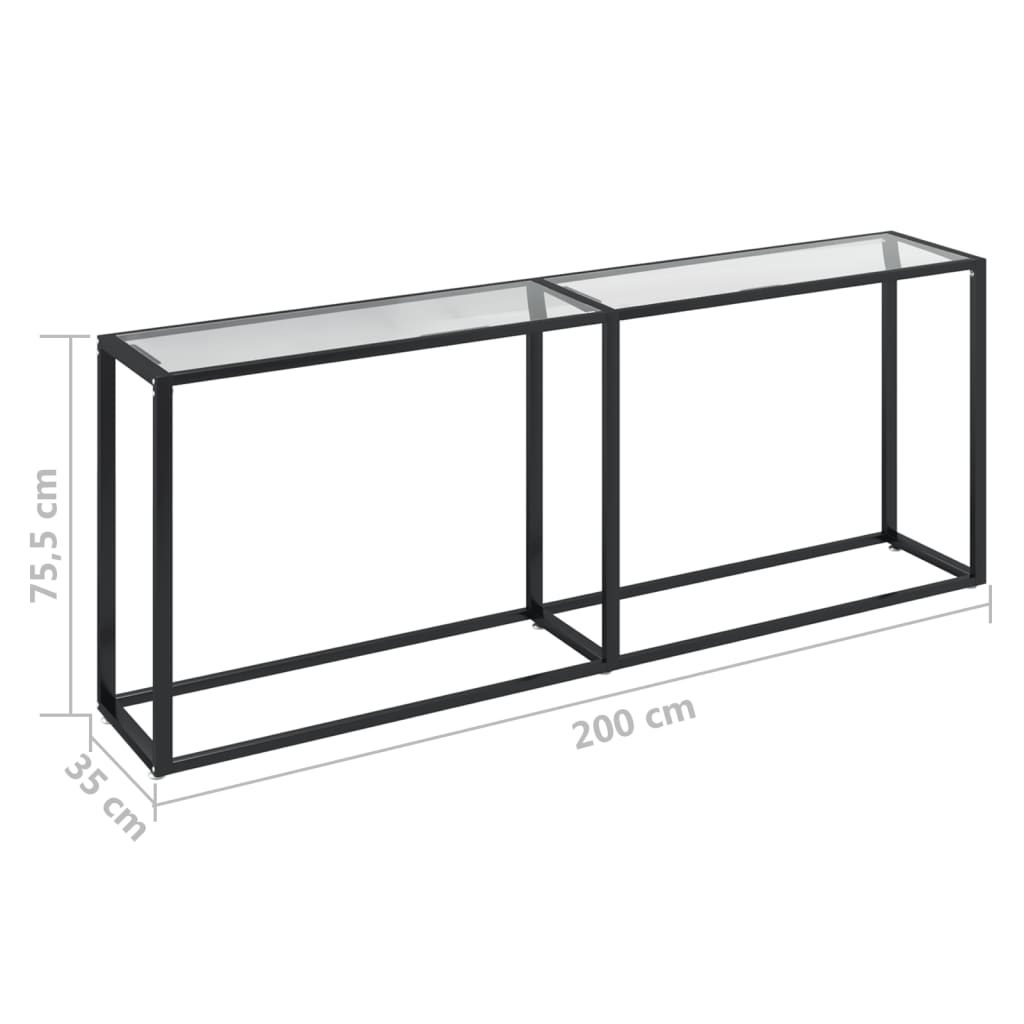 Tavolo Consolle Trasparente 200x35x75,5 cm in Vetro Temperato 331686