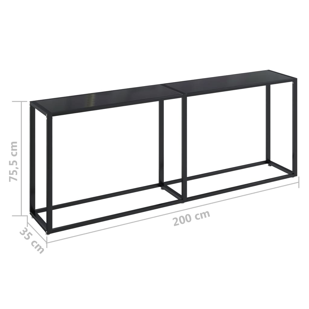 Tavolo Consolle Nero 200x35x75,5 cm in Vetro Temperato cod mxl 54843