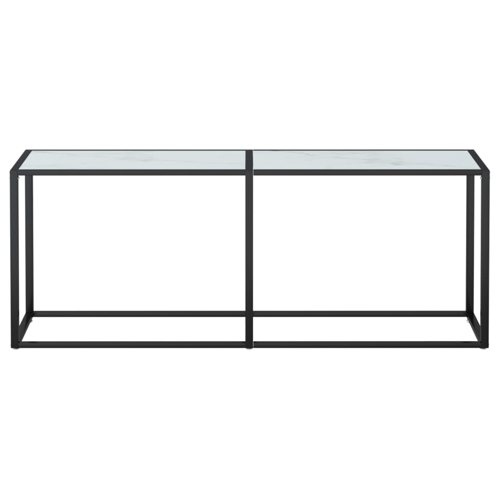 Tavolo Consolle Marmo Bianco 180x35x75,5 cm in Vetro Temperatocod mxl 118501