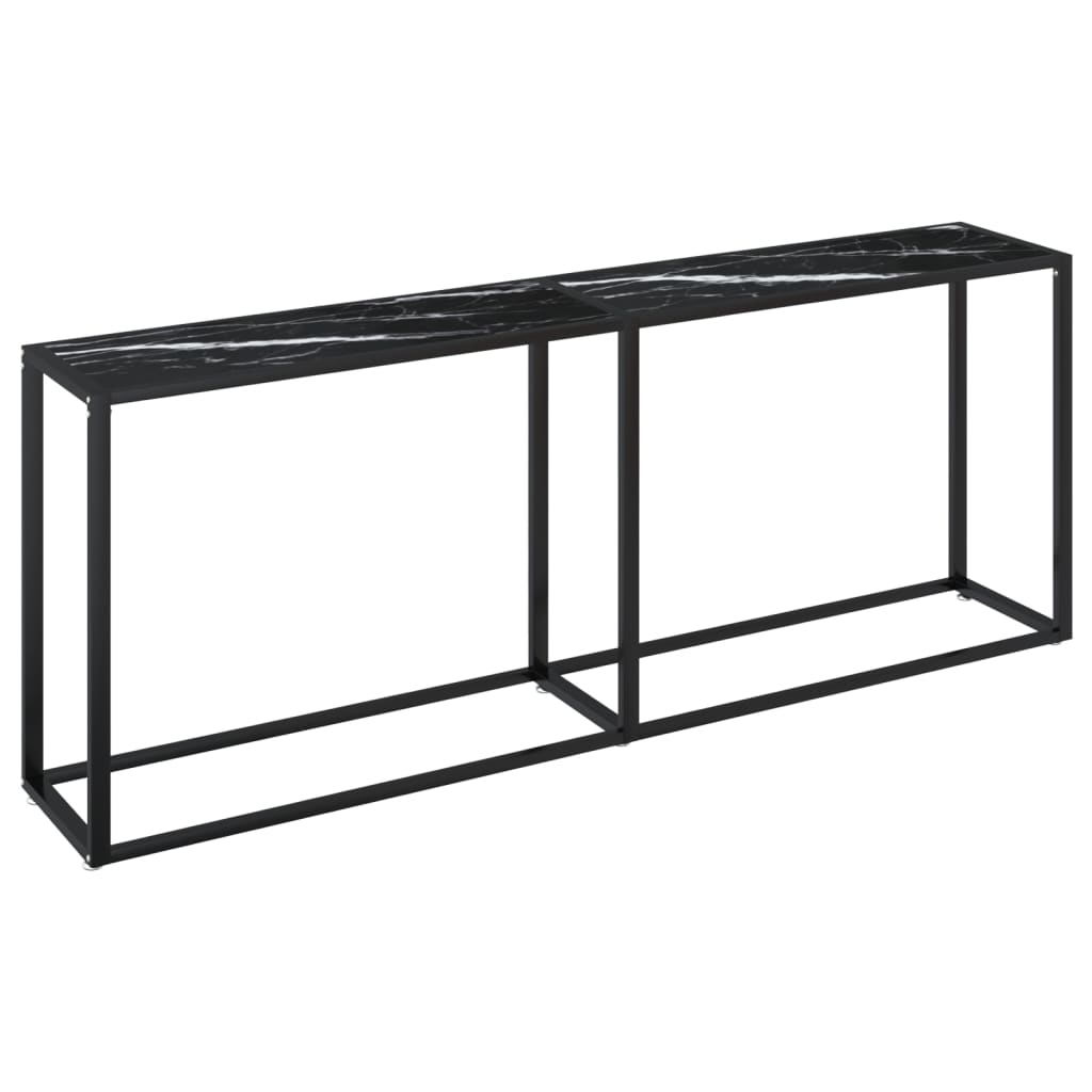 Tavolo Consolle Marmo Nero 180x35x75,5 cm in Vetro Temperato 331689