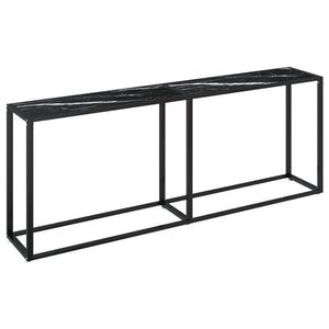 Tavolo Consolle Marmo Nero 180x35x75,5 cm in Vetro Temperato cod mxl 57307