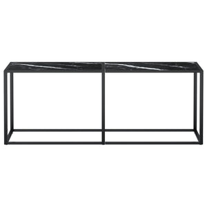 Tavolo Consolle Marmo Nero 180x35x75,5 cm in Vetro Temperato 331689