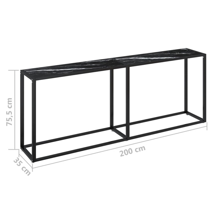 Tavolo Consolle Marmo Nero 180x35x75,5 cm in Vetro Temperato 331689