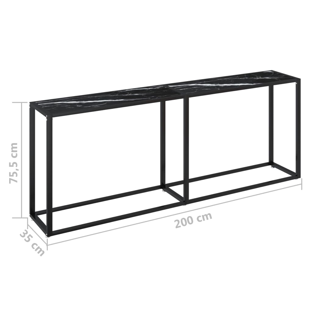 Tavolo Consolle Marmo Nero 180x35x75,5 cm in Vetro Temperato cod mxl 57307