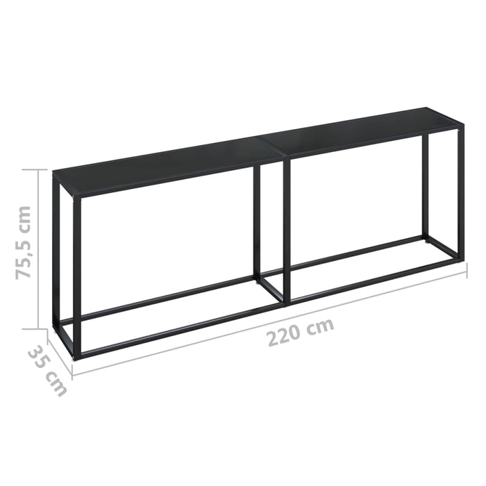 Tavolo Consolle Nero 220x35x75,5 cm in Vetro Temperato 331691