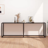 Tavolo Consolle Nero 220x35x75,5 cm in Vetro Temperato 331691