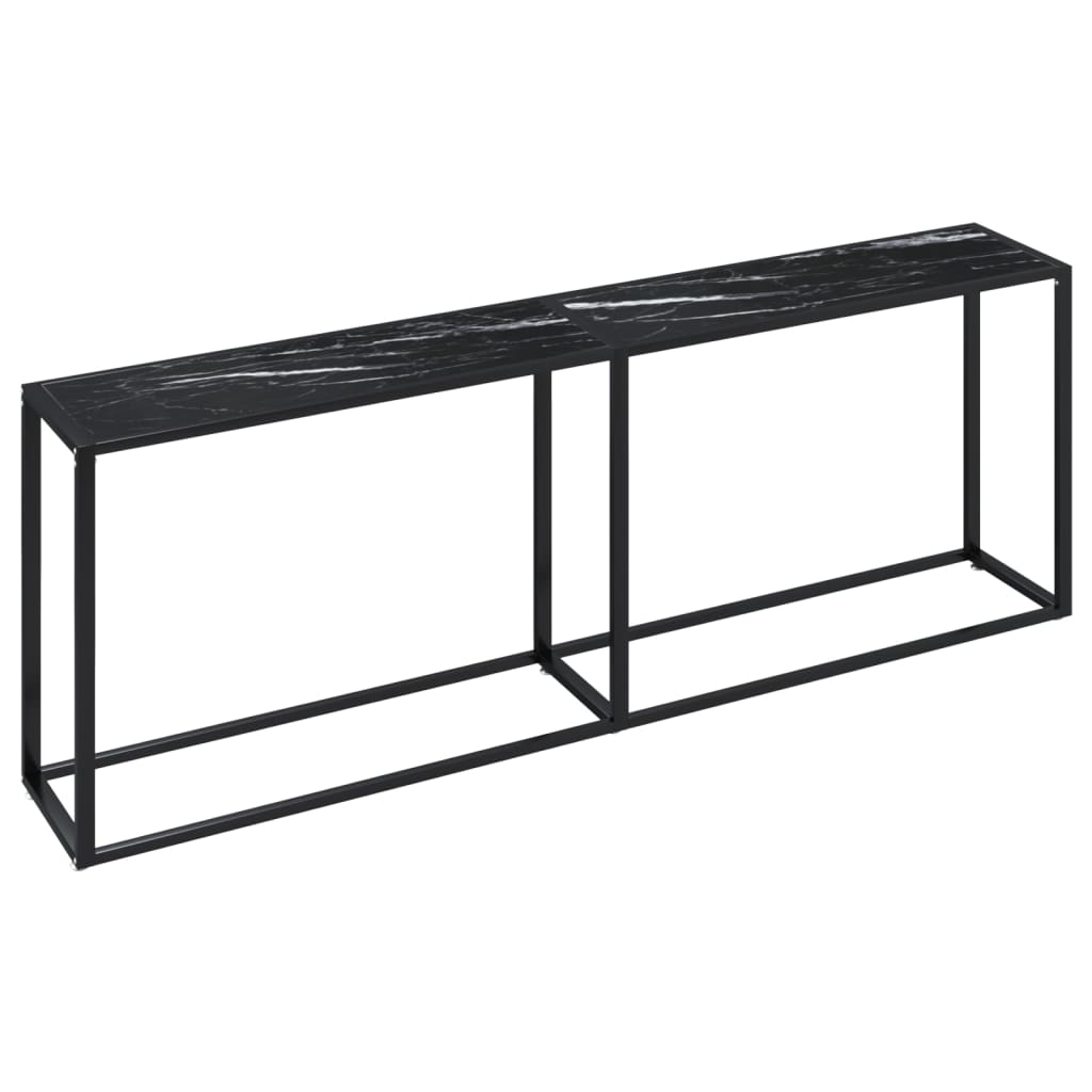 Tavolo Consolle Marmo Nero 220x35x75,5 cm in Vetro Temperato 331693