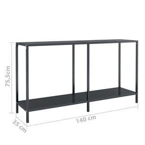 Tavolo Consolle Nero 140x35x75,5 cm in Vetro Temperato cod mxl 65577