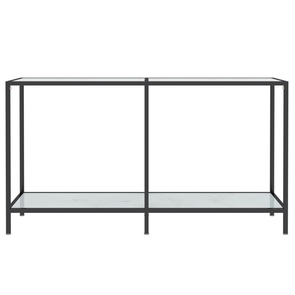 Tavolo Consolle Bianco 140x35x75,5 cm in Vetro Temperato 331696