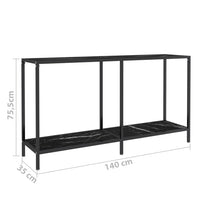 Tavolo Consolle Nero 140x35x75,5 cm in Vetro Temperato cod mxl 73602