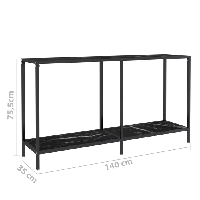 Tavolo Consolle Nero 140x35x75,5 cm in Vetro Temperato cod mxl 73602