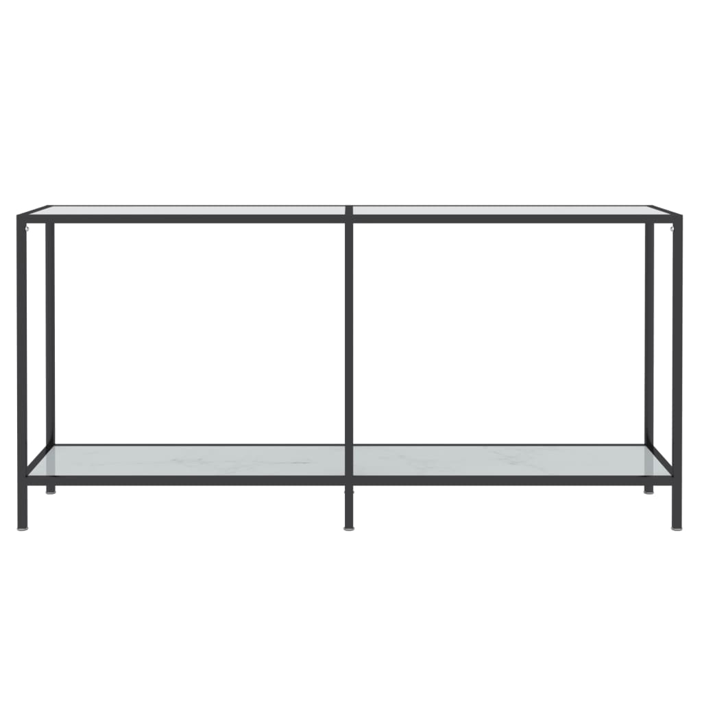 Tavolo Consolle Bianco 160x35x75,5 cm in Vetro Temperato cod mxl 20634