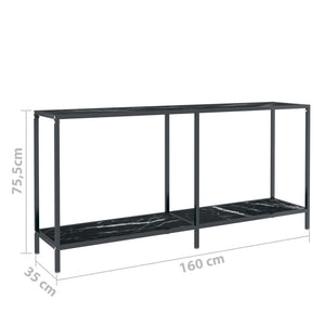 Tavolo Consolle Nero 160x35x75,5 cm in Vetro Temperato 331701