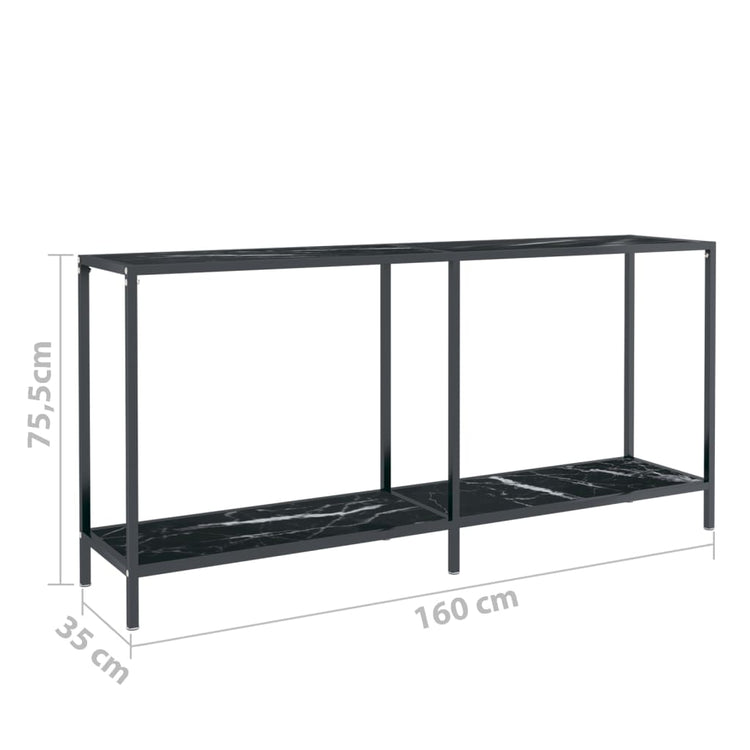 Tavolo Consolle Nero 160x35x75,5 cm in Vetro Temperato 331701