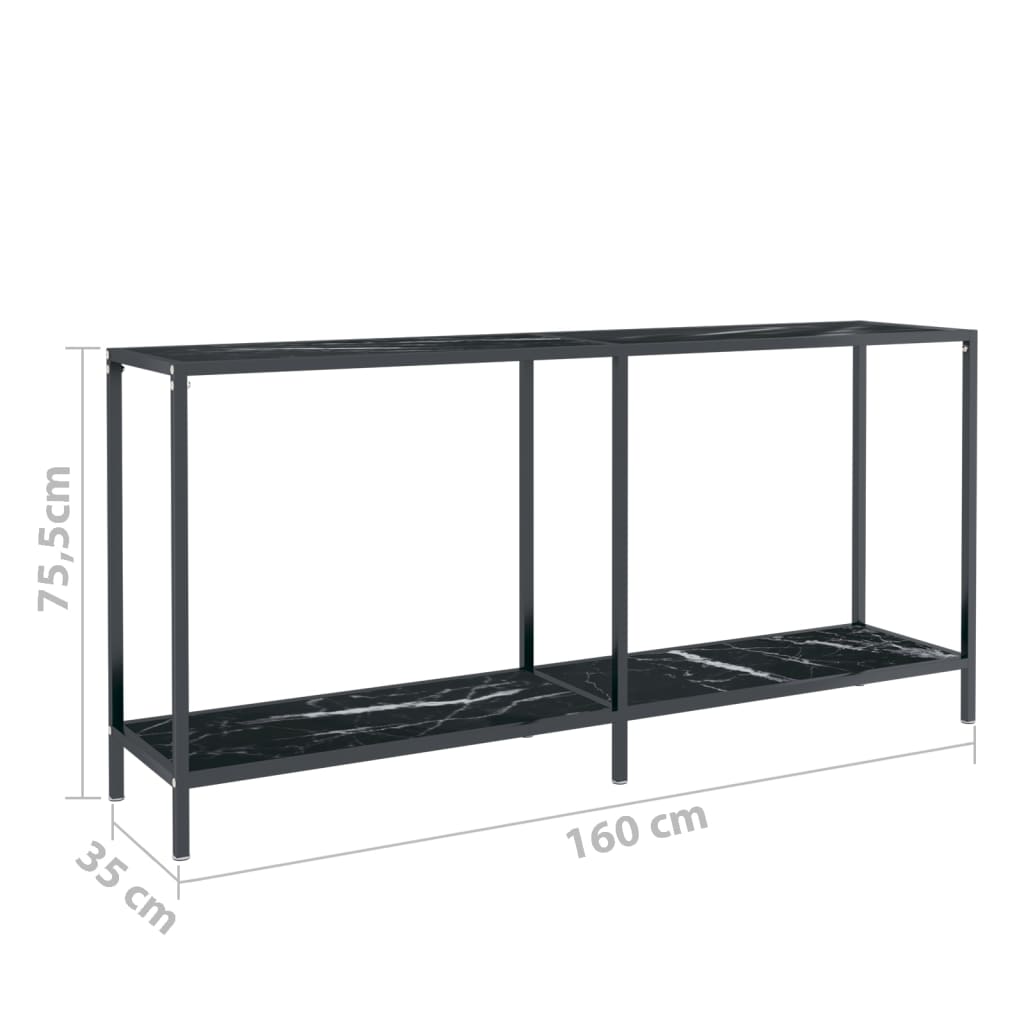 Tavolo Consolle Nero 160x35x75,5 cm in Vetro Temperato cod mxl 73548