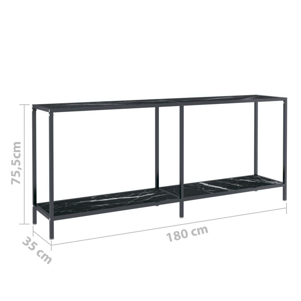 Tavolo Consolle Nero 180x35x75,5 cm in Vetro Temperato cod mxl 58817